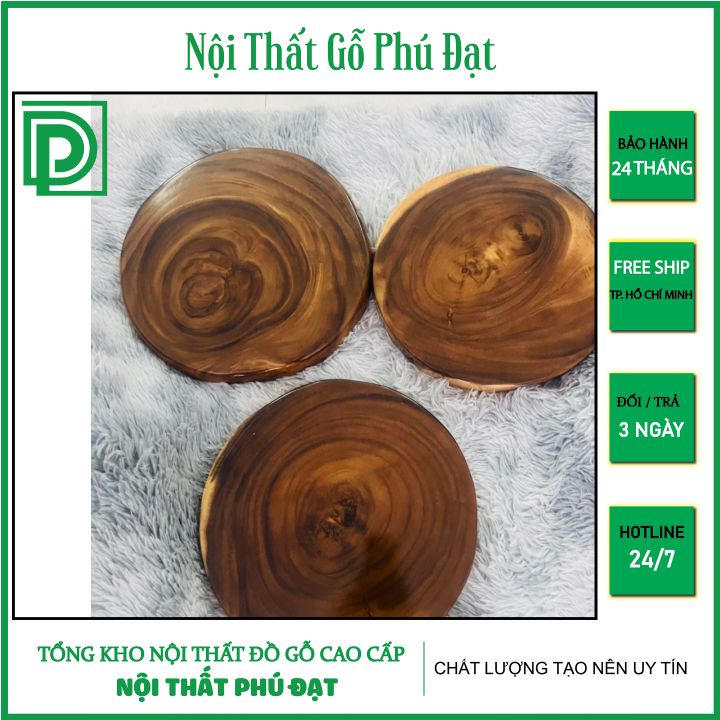 Mặt Ghế Đôn Gỗ Me Tây Đường Kính 30 - 35cm - Mặt Bàn Ghế Gỗ Tròn Me Tây Bảo Hành 24 Tháng - Nội Thất Gỗ Phú Đạt