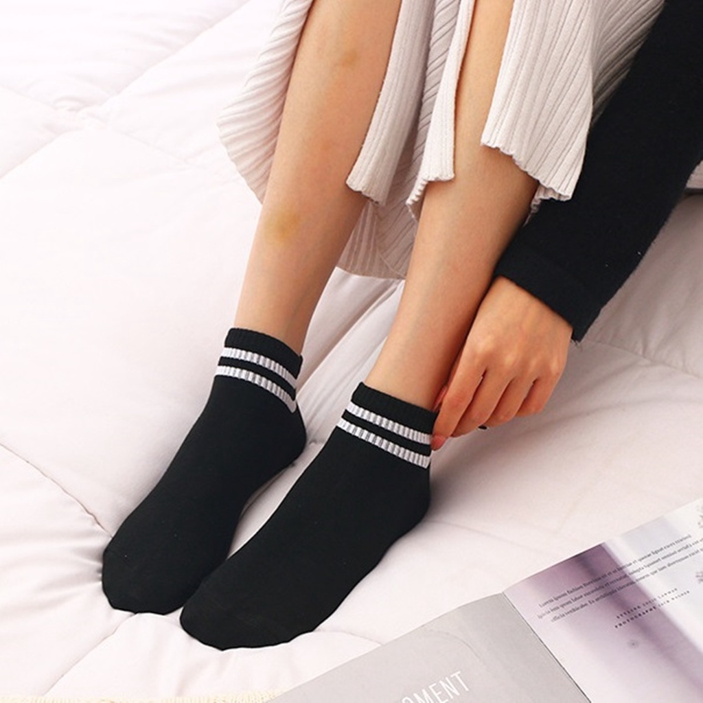 Tất vớ cổ thấp ngắn 2 Sọc Viền thời trang unisex nam nữ TNL Store