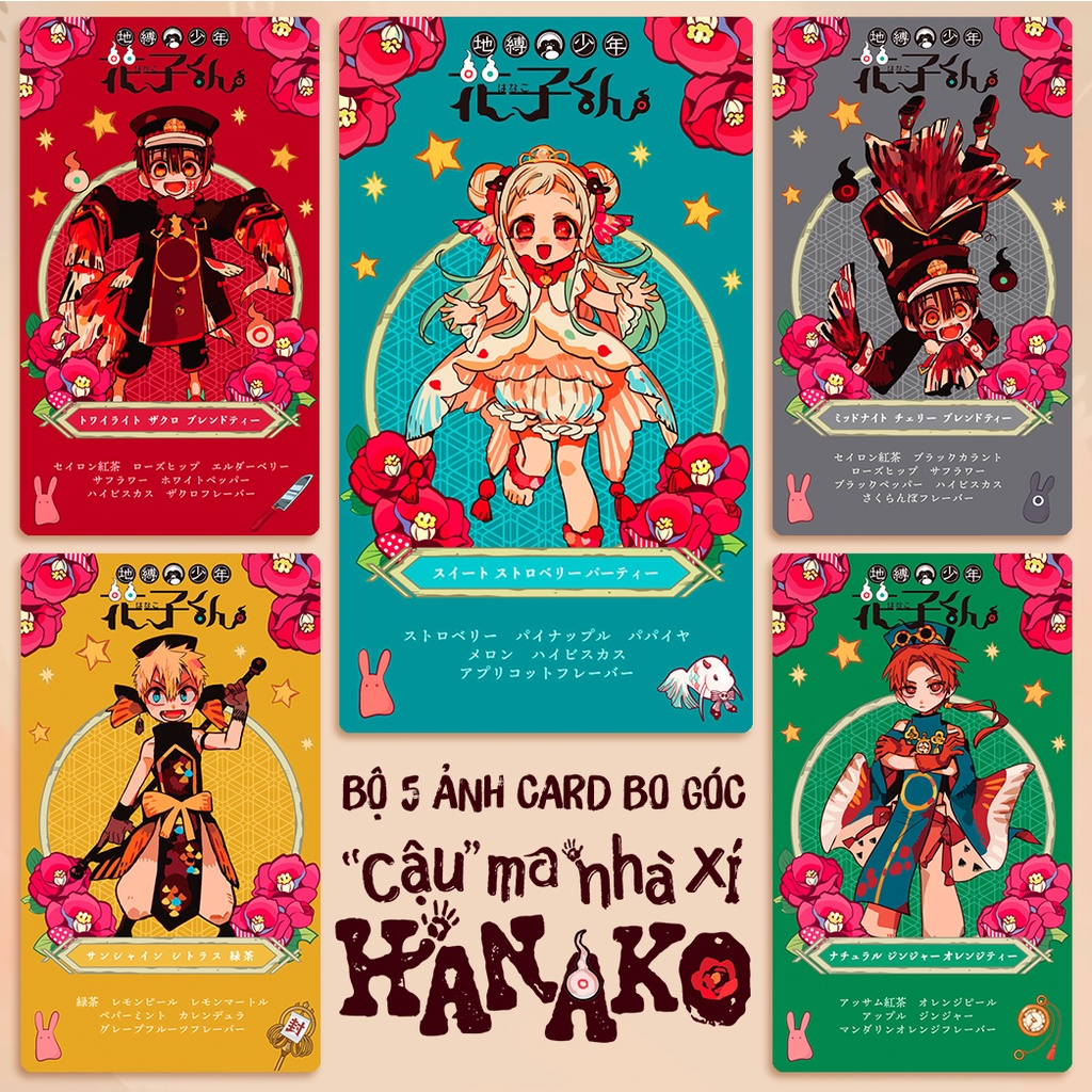 Bộ 5 ảnh card bo góc Cậu Ma Nhà Xí Hanako - Jibaku Shounen Hanako-kun đẹp dễ thương