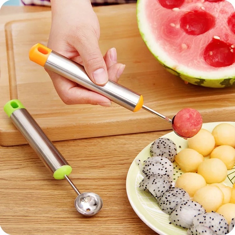 Đồng Hồ Nam Dây Thép Không Gỉ Dưa Hấu Bóng Đào Trái Cây Bóng Muỗng Xúc Kem Muỗng Đa Năng Trái Cây Muỗng Đĩa Dụng Cụ