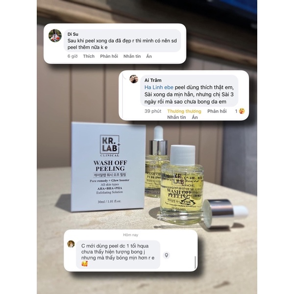 Peel da pha lê krlab 30ml hạn 2026 giúp tái tạo da căng bóng