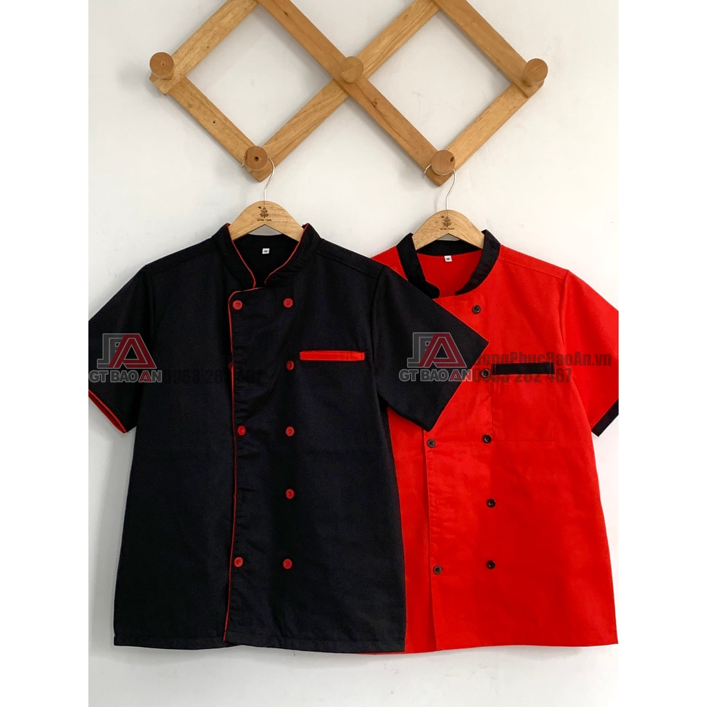 Áo Bếp Trưởng Ngắn Tay Màu Đen Cho Nhân Viên Nhà Hàng Nam Và Nữ