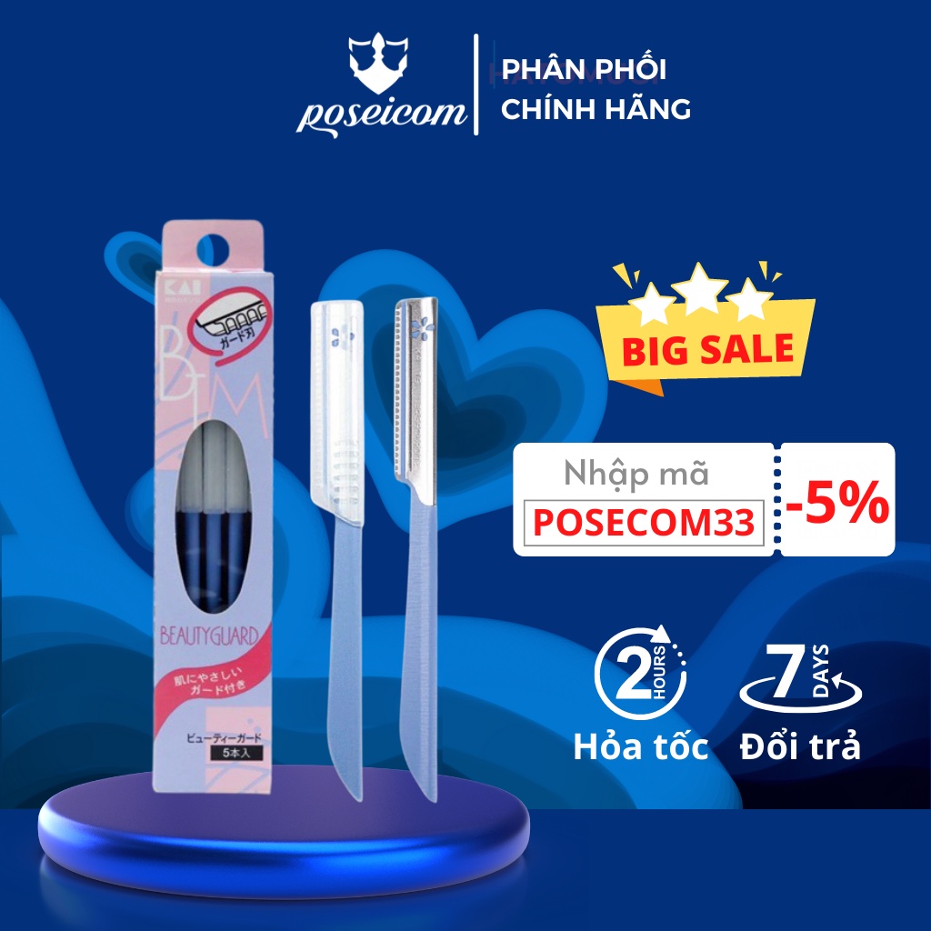 Set 5 Dao Cạo Lông Mày Lưỡi Thép Có Màng Bảo Vệ Kai Kazor BTM Beauty Guar
