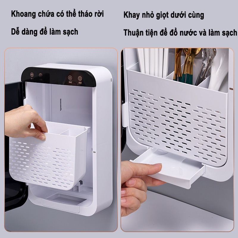 Máy sấy khô đũa thông minh Máy khử trùng đũa thìa có tia UV diệt khuẩn thông minh, Hộp đựng đũa thông minh đũa gắn tường