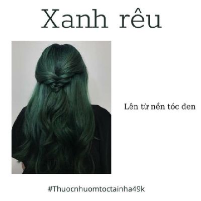 Thuốc nhuộm tóc xanh rêu kèm oxi và gang tay