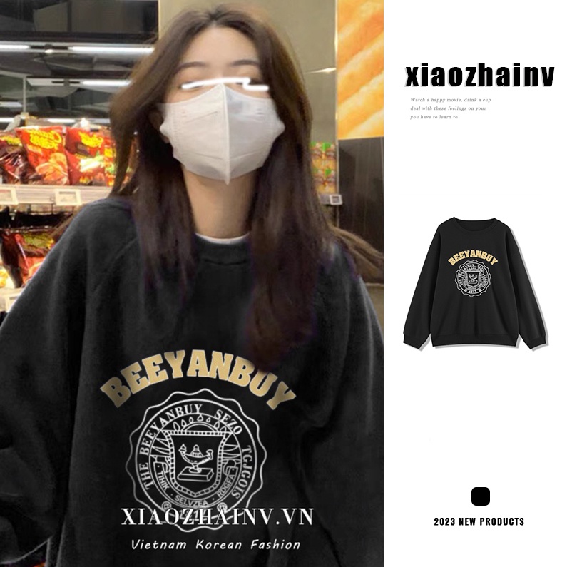 Áo sweater XIAOZHAINV dáng rộng phong cách Mỹ retro thời trang trẻ trung