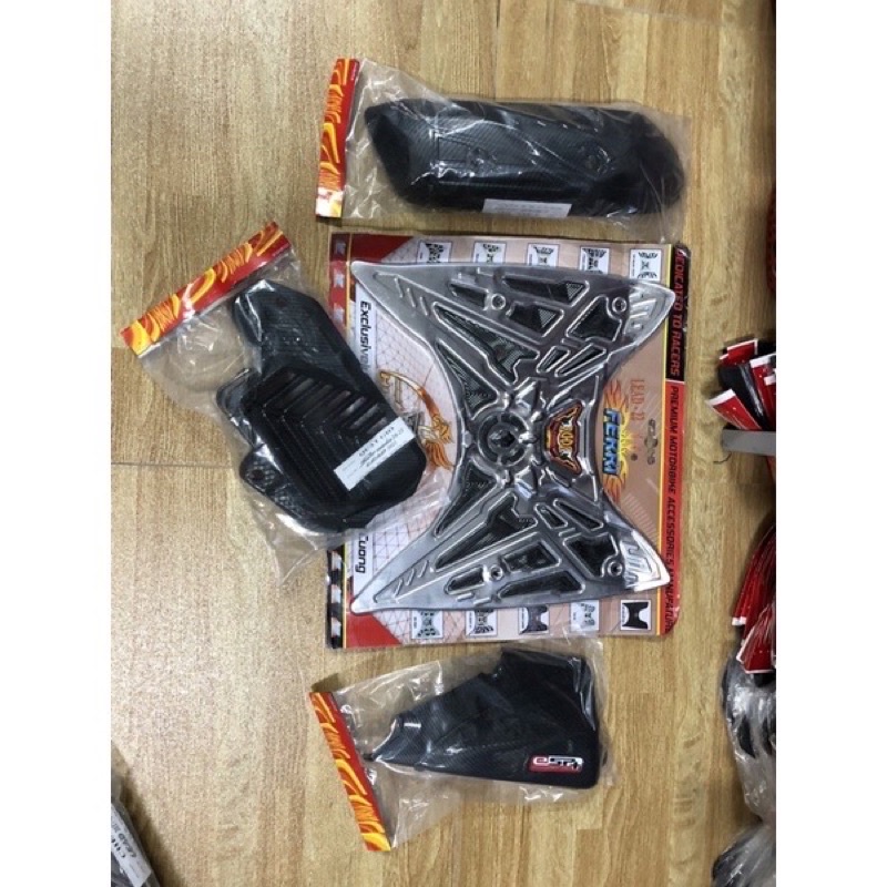 Giá trọn bộ 4 món ốp đủ xe LEAD 22 (Sàn chân +Ốp pô +Ốp quạt gió +Ốp bầu gió (pô e ) cao cấp giá rẻ