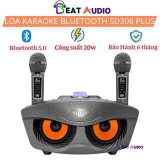 Loa bluetooth karaoke SD306/SD-306 Plus tặng kèm hai mic, loa bluetooth karaoke mini công suất 20W