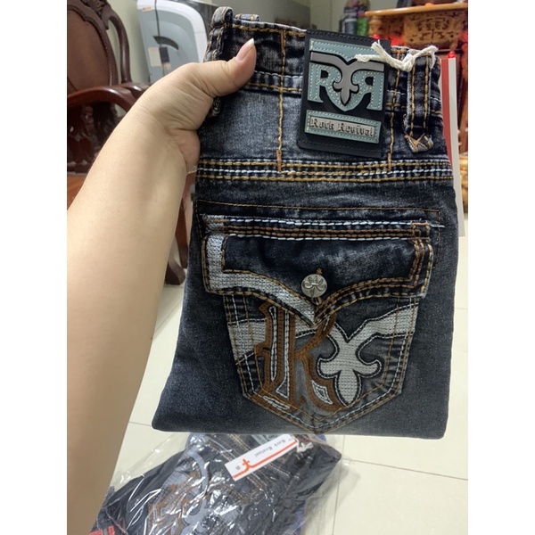 Quần jeans nam nắp túi chỉ nổi