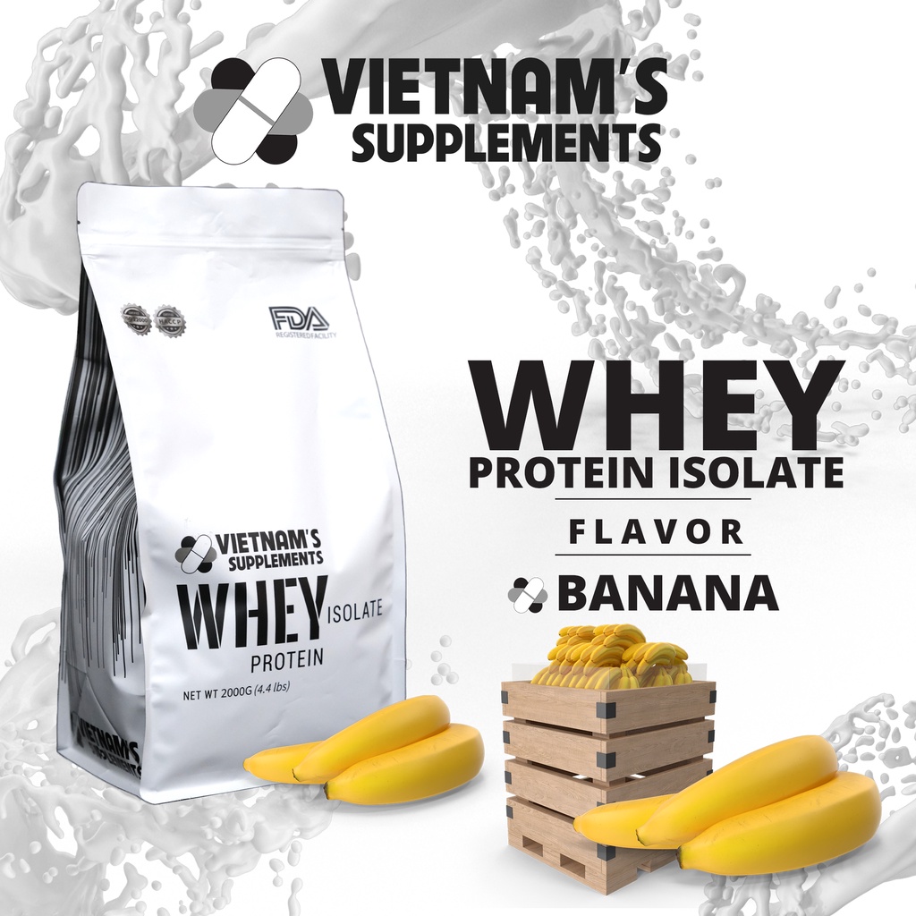 Bột Whey Protein Isolate bổ sung protein, ít calories, ít béo, tăng cơ 2000g - Vietnam's Supplements
