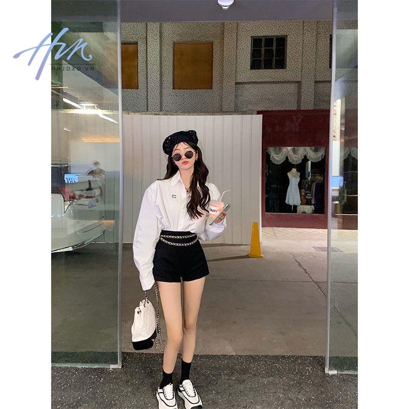 Áo Sơ Mi Trắng Tay Dài Dáng Rộng Thêu Hình Mặt Cười Màu Sắc Đơn Giản Thời Trang Hàn Quốc 2023