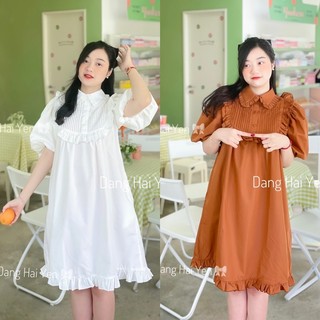 Váy  xuông thô lạnh cổ viền tiểu thư
