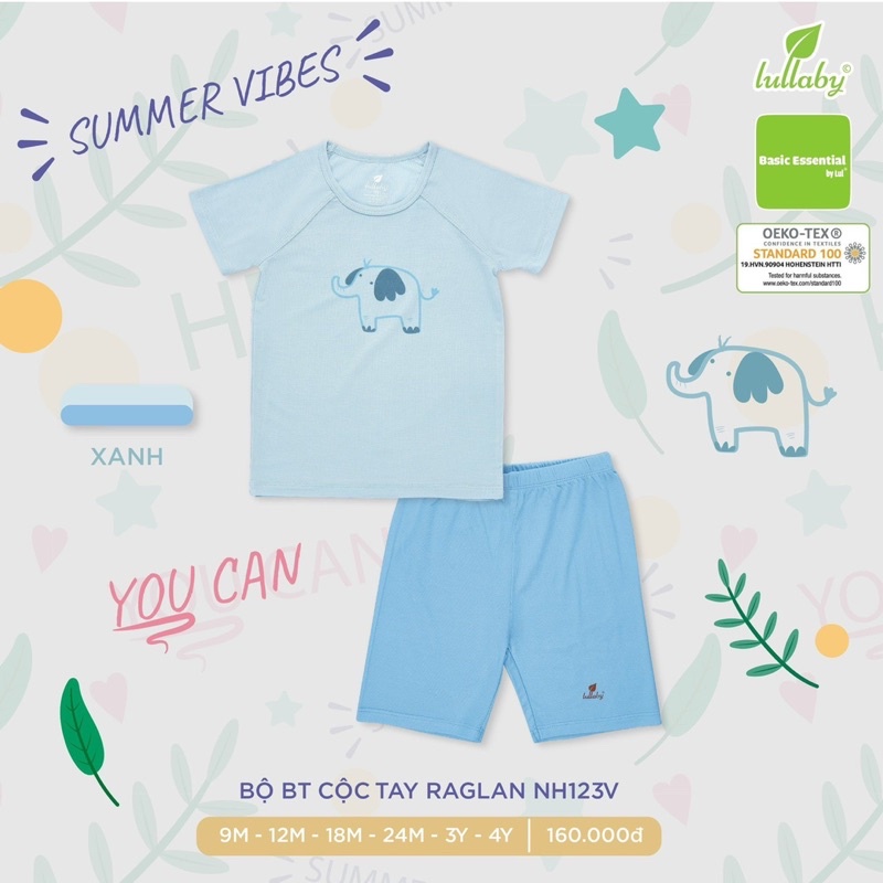 Bộ cộc tay chất peptit hãng Lullaby cho bé