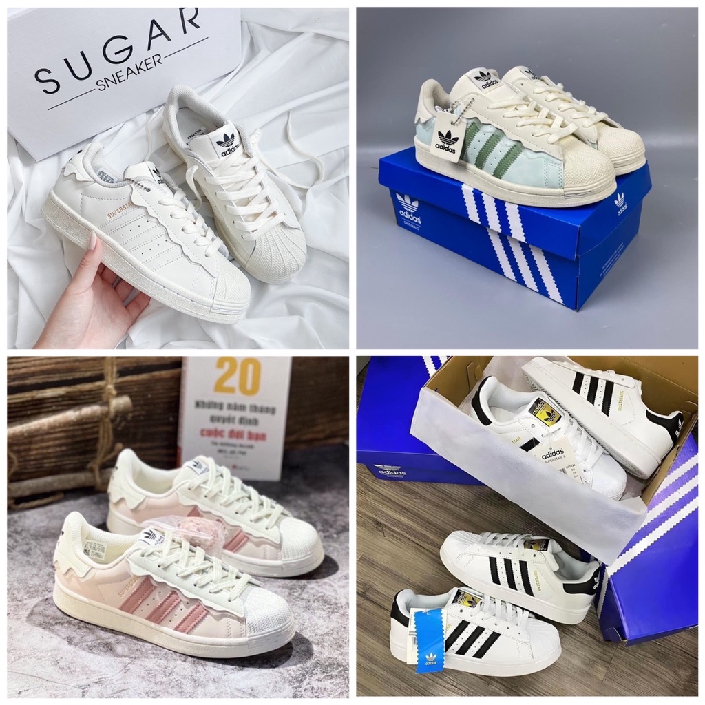 GIày superstar mũi sò màu trắng sọc đen, giày thể thao adidas nam sò trắng hồng xanh nữ cao cấp sezi 36_43