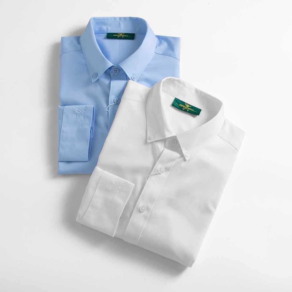 Sơ mi nam DARNELL dài tay trơn màu cotton lụa cao cấp ít nhăn logo tay DN0132