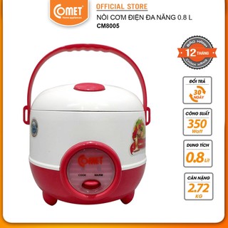 [Mã ELCMVIP1 giảm 10% đơn 699K] Nồi cơm điện nắp gài COMET CM8005 0.8L - 350W:Đỏ