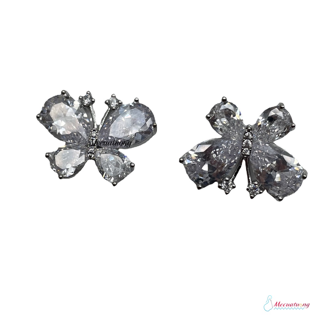 Khuy nút cúc hình con bướm size 23mm bằng đồng đính đá Zircon làm thủ công bằng tay dùng trang trí váy áo đầm các loại