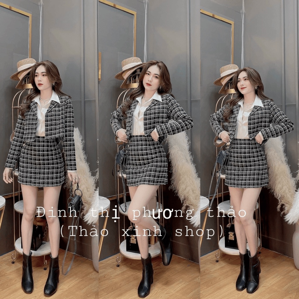 SIÊU SALE SÉT 3IN1 KATE THIẾT KẾ ÁO KHOÁC TAY DÀI PHỐI VÁY NGẮN XINH XẮN KHI ĐI CHƠI CN SHOP HHP FASHION