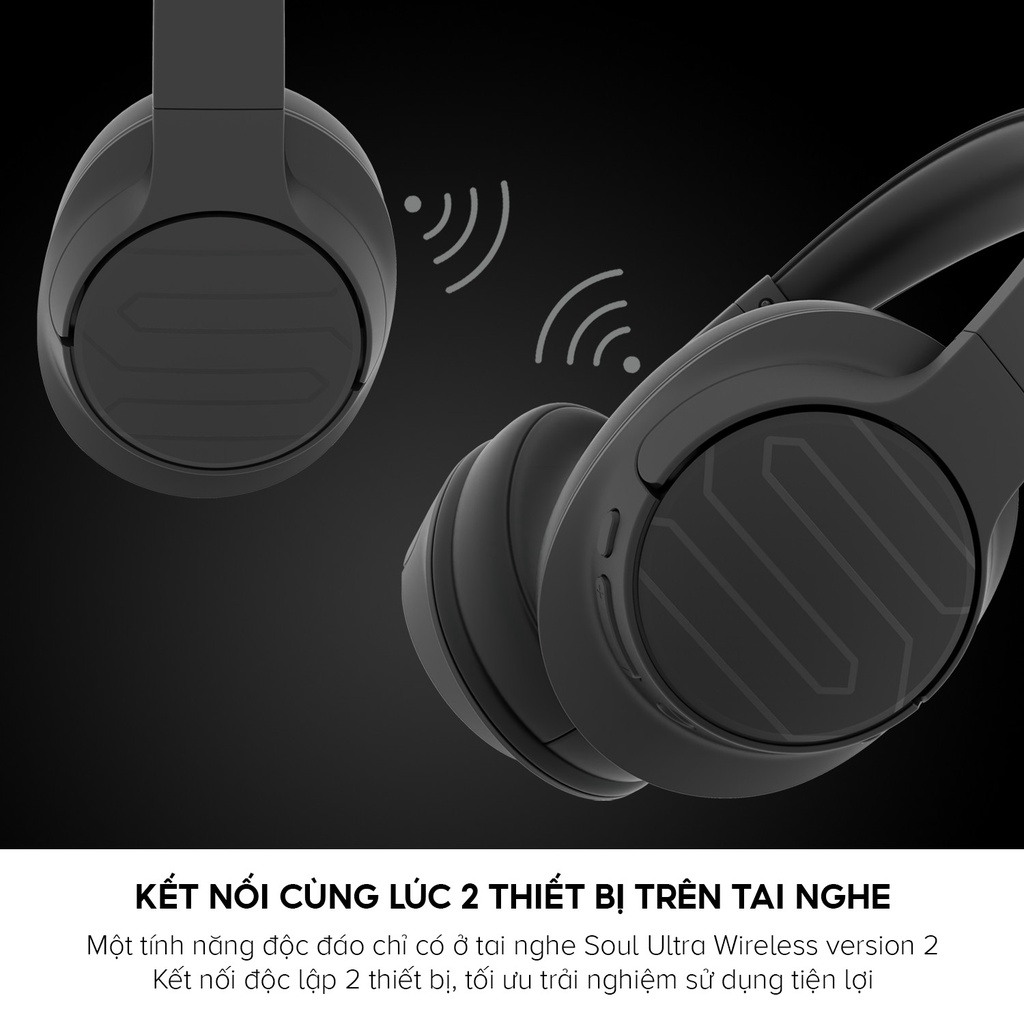 Tai Nghe Bluetooth Headphone Soul Ultra Wireless 2, Bluetooth 5.2, Độ trễ 60ms, Nghe 60 Giờ - Chính Hãng