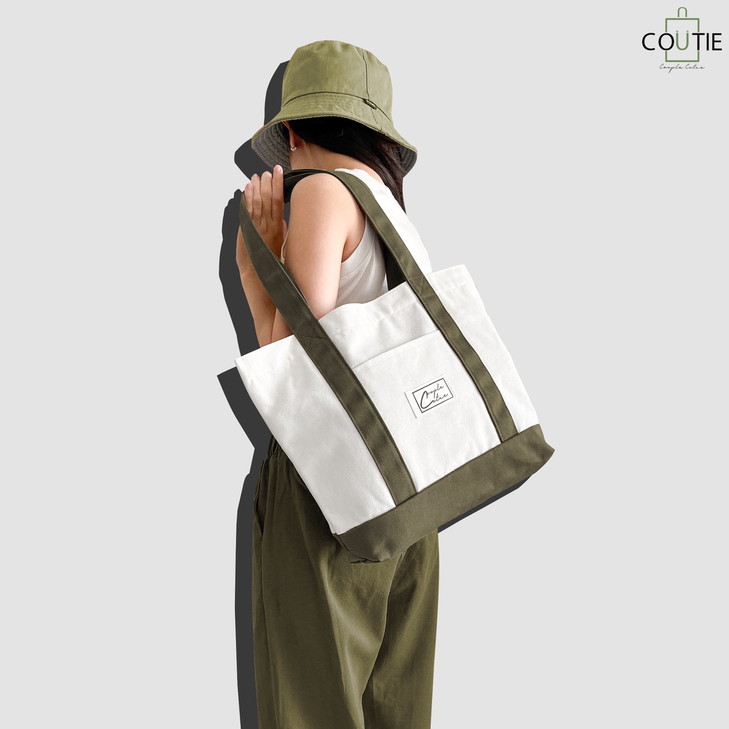 Túi Tote Canvas COUTIE BAG Phối Màu 2 Lớp - PM2210