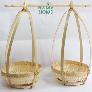 Quang gánh tre trang trí đường kính thúng 15cm đòn gánh decor GAMA HOME.