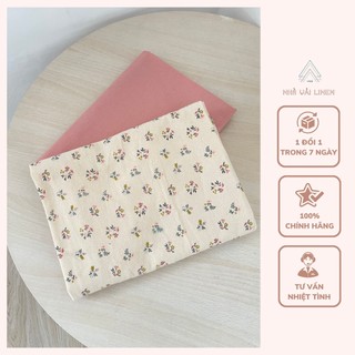 Vải thô nhà vải linen loại thô cào bông họa tiết hoa hồng nguyên liệu thiên nhiên giữ ấm tốt
