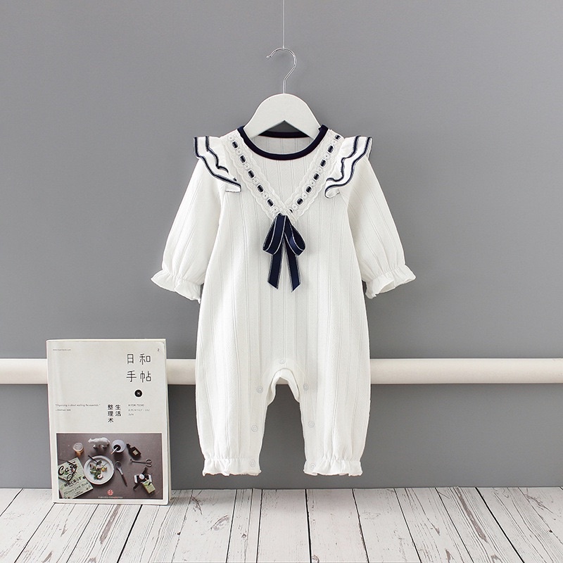 Sét body cotton nơ thủy thủ cho bé gái 0-24M