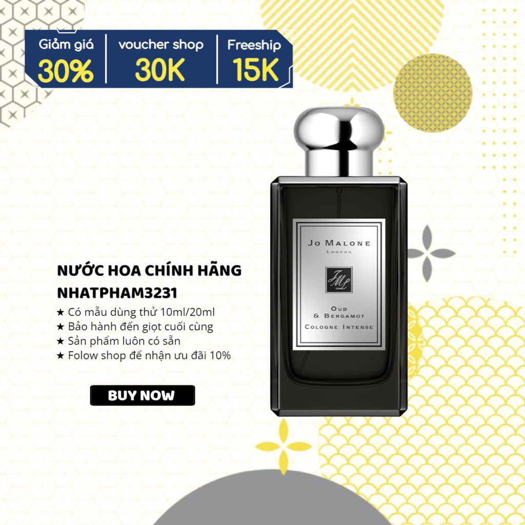 𝓳𝓸 𝓶𝓪𝓵𝓸𝓷𝓮 - Oud & Bergamot 10ml - Nước hoa chính hãng