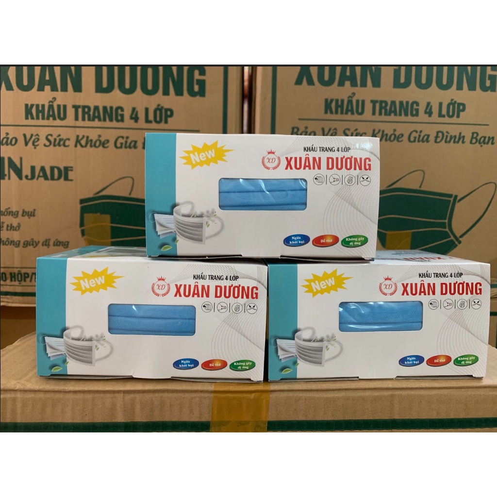 HỘP 50 CHIẾC KHẨU TRANG XUÂN DƯƠNG 4 LỚP