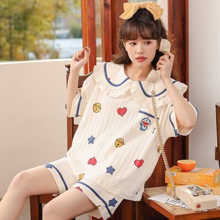 Bộ ngủ nữ cộc tay, bộ đồ mặc nhà nữ chất cotton mặc mùa hè cực mát, hình họa tiết dễ thương trẻ trung