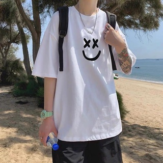 Áo thun unisex tay lỡ form rộng , áo phông nam nữ form rộng chất cotton mát mịn thấm hút mồ hôi in hình mặt cười
