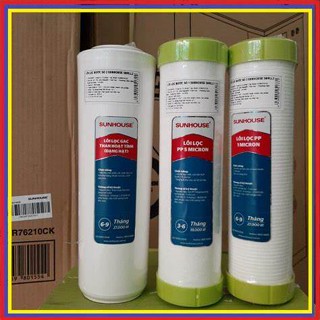 COMBO 3 Lõi Lọc Nước SUNHOUSE 123 - chính hãng --Loại bỏ bùn đất, rỉ sét- thay thế cho máy lọc RO