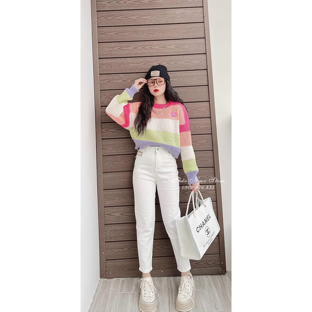 Áo len sọc tag tim tay dài hàng nhập QC hot!  THẢO NGỌC STORE