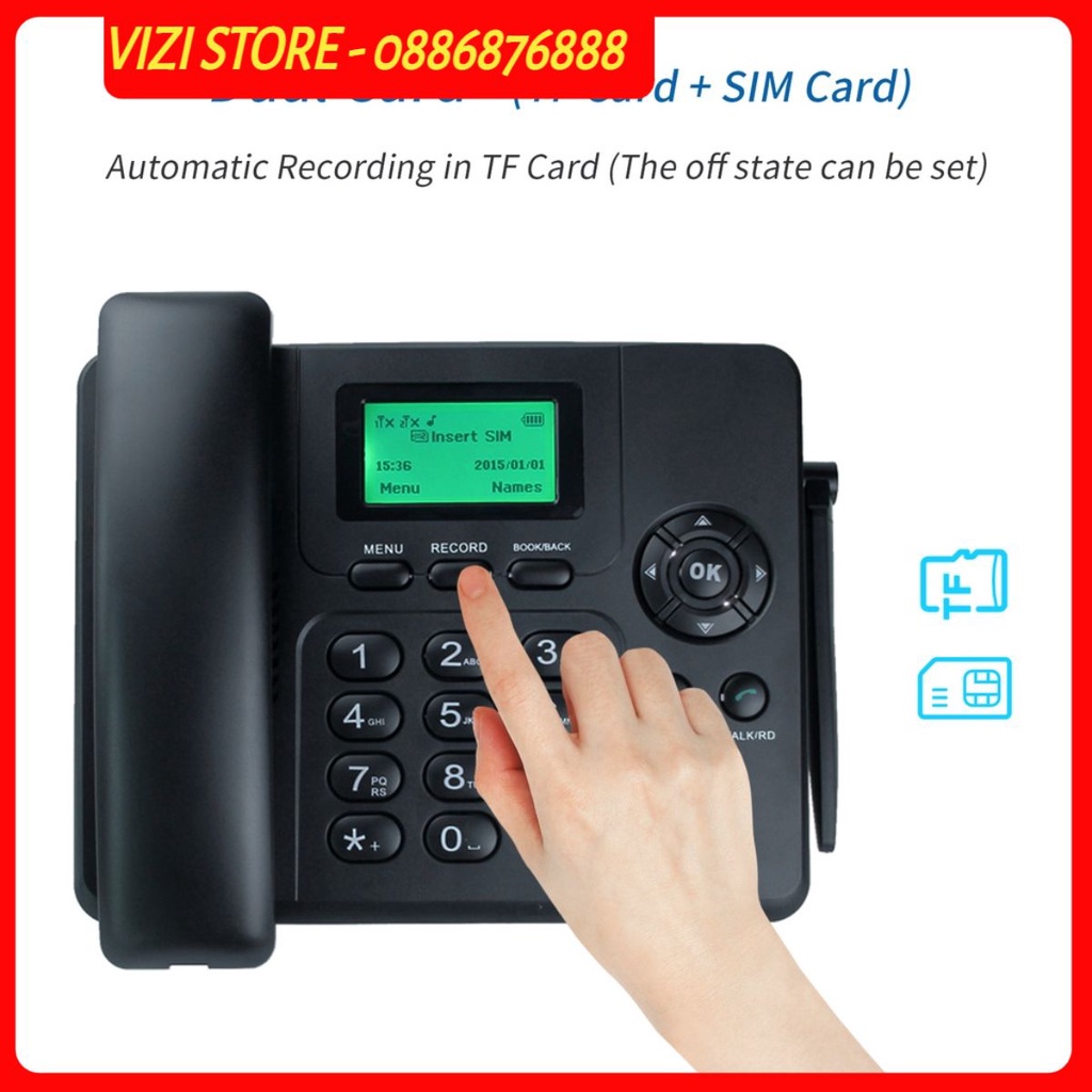 Điện Thoại Bàn Không Dây Lắp Sim GPhone, HomePhone, Viettel, Vina, Mobi Huawei ETS T602 Bản 2 Sim, Ghi Âm Cuộc Gọi