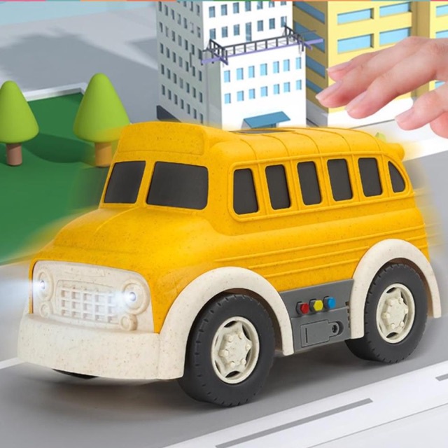 Hỏa tốc-Có hộp-Video Ảnh thật-Xe Buýt trường học có nhạc đèn mô hình nhựa an toàn màu sắc sinh động cho bé
