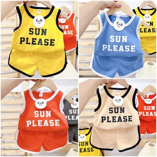 Bộ sát nách mùa cho bé trai bé gái in pet chữ SUN PLEASE cho bé trai bé gái