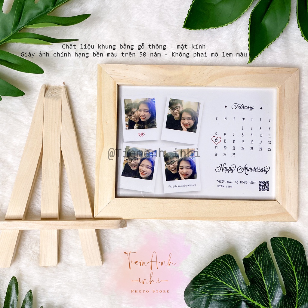 KHUNG ẢNH CHÂN GIÁ GỖ KÈM IN ẢNH THEO YÊU CẦU, QUÀ TẶNG TRANG TRÍ ĐỂ BÀN