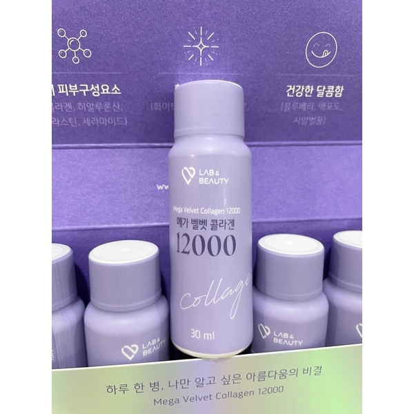 Mẫu Mới Collagen Tươi Lab&Beauty Mega Velvet 12000mg Hộp 7 Ống