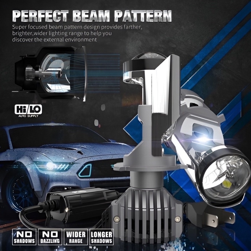 Đèn pha led bi cầu mini DMEX F40 chuyên dùng ô tô / xe máy mạch đồng, lõi 5 sợi - 55W H4 6000K