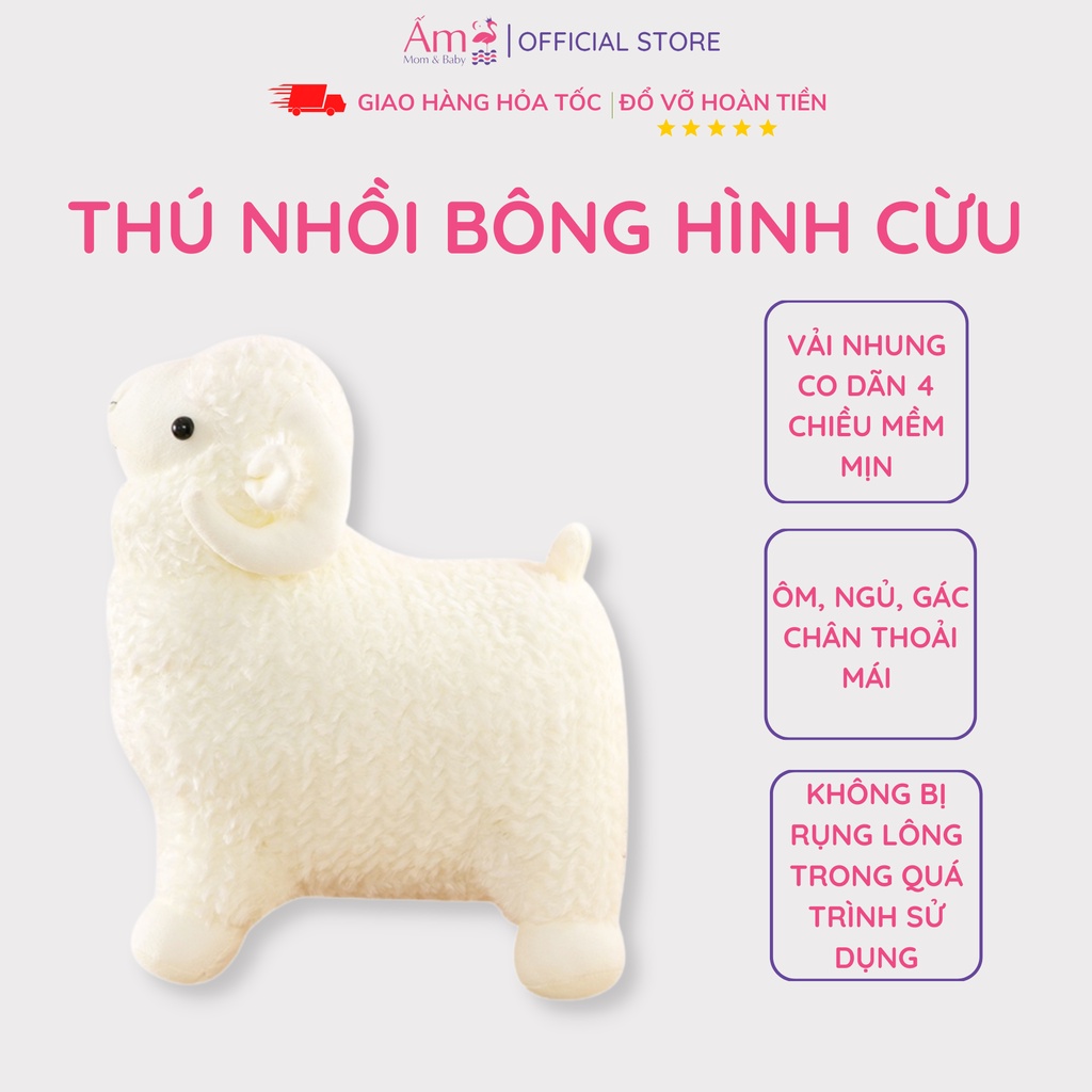 Thú Nhồi Bông Ấm Baby Hình Dê Dễ Thương Cao Cấp An Toàn Cho Bé Ấm Gift Decor