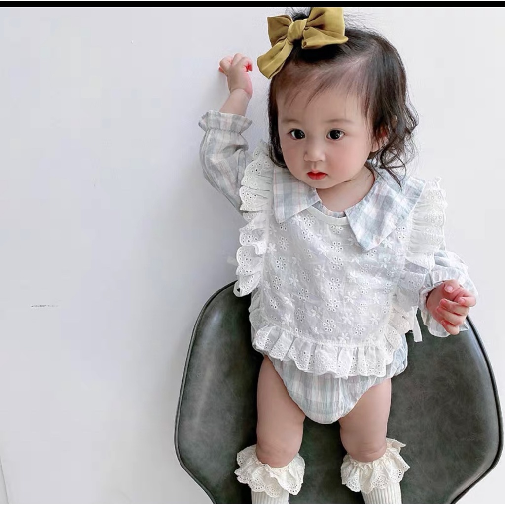 Body Chip Cho Bé Gái Dài Tay Kèm Yếm Chất Siêu Đẹp Doudouwu Hàng Quảng Châu Cao Cấp Mã 1266