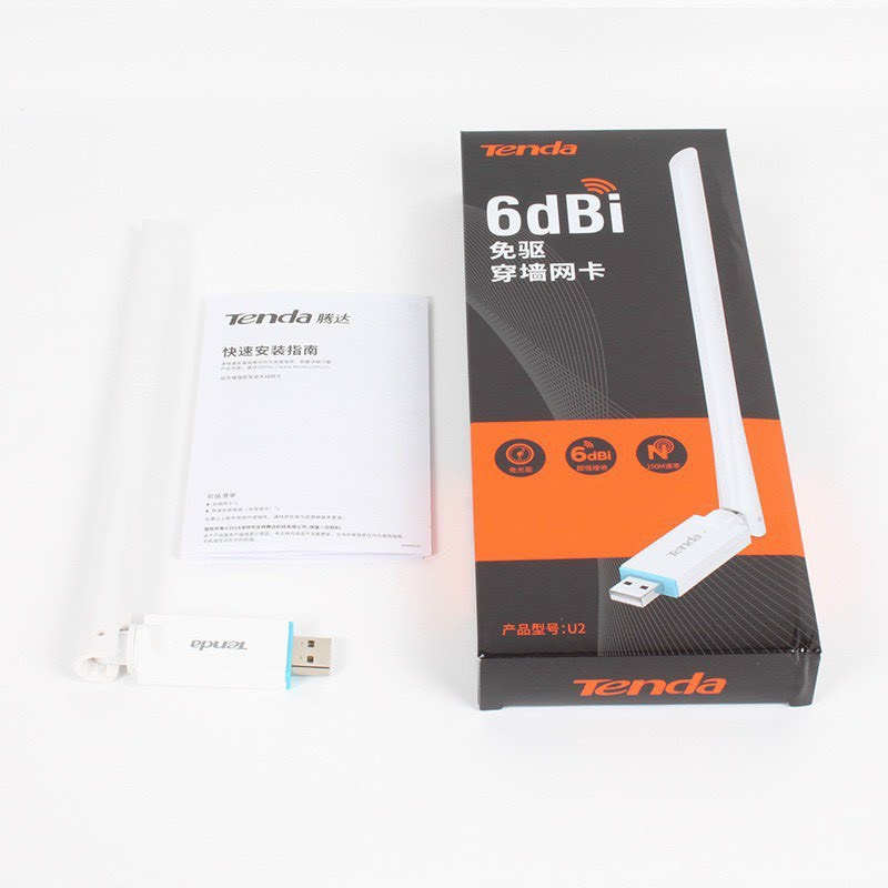 USB Thu Wifi TENDA U2 Cho Máy Tính Tốc Độ 150mbps 1 Anten 6 DBI