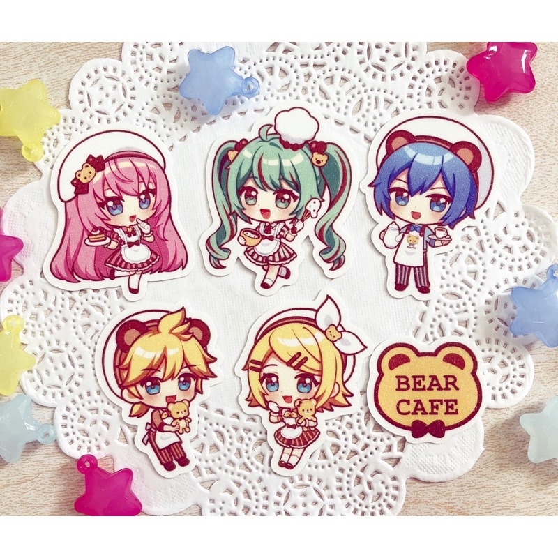 Vocaloid chocobear Móc khoá, huy hiệu, hình dán nhũ kim tuyến