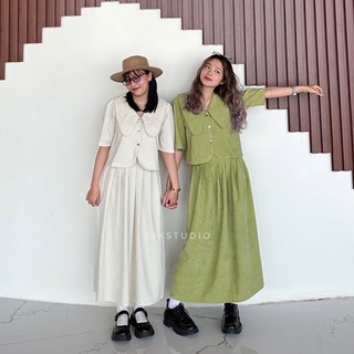 (Ảnh thật) Set áo kèm chân váy midi dài 24kstudio