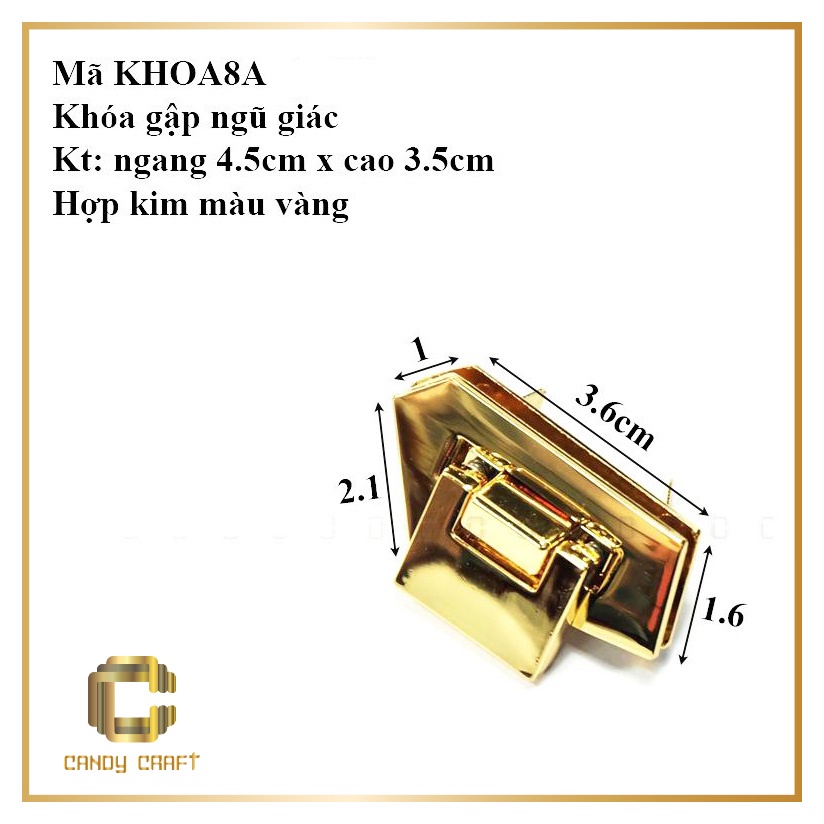 Khóa gập ngũ giác - phụ kiện làm túi xách
