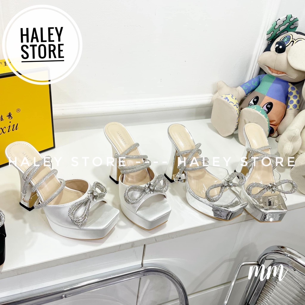 Giày vip đúp sandal HALEY STORE 11cm mũi hở gót nhọn sang chảnh tiểu thư rẻ bền đẹp đi chơi đi tiệc êm chân dễ mang