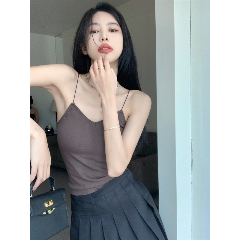 Áo hai dây ZHELIHANGFEI ôm dáng phong cách Hàn Quốc dễ phối đồ