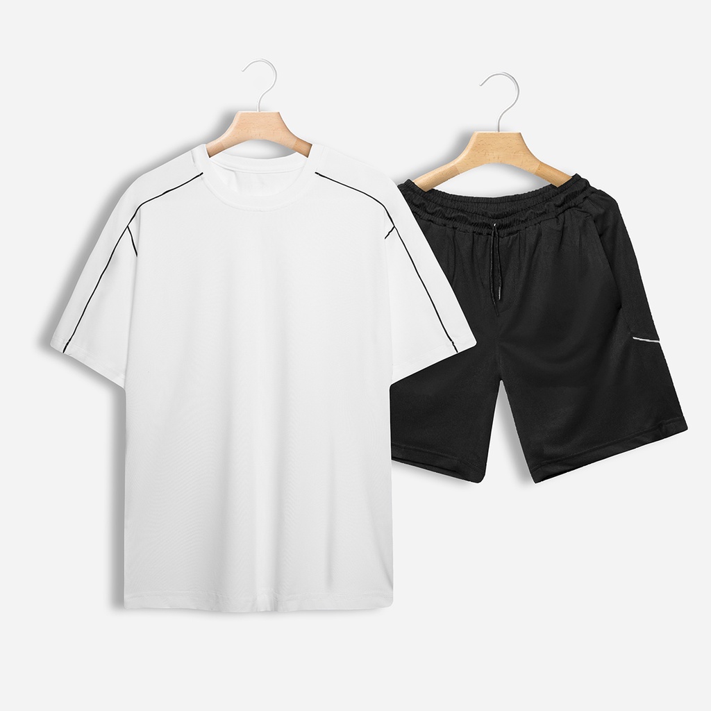 Bộ thể thao nam ROUGH phối viền vai 5 màu trơn năng động