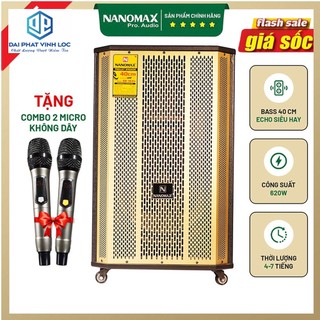 Loa kéo karaoke công suất lớn 620w nanomax| loa kéo bluetooth sk-15x5 bass40 tặng 2mic