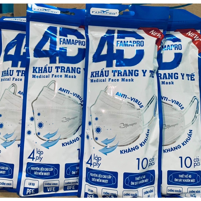 [4D - KF94] Khẩu trang y tế 4D (Túi Zip) 4 lớp kháng khuẩn KF94 (10 cái/túi)